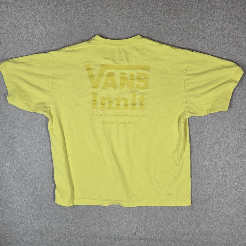 Vans Men Shirt XL Yellow Neon Innit London West End Logo Graphic Print Skate